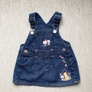 Vintage Disney Winnie the Pooh Denim Overall Dress Jumper Size 0-3 Months